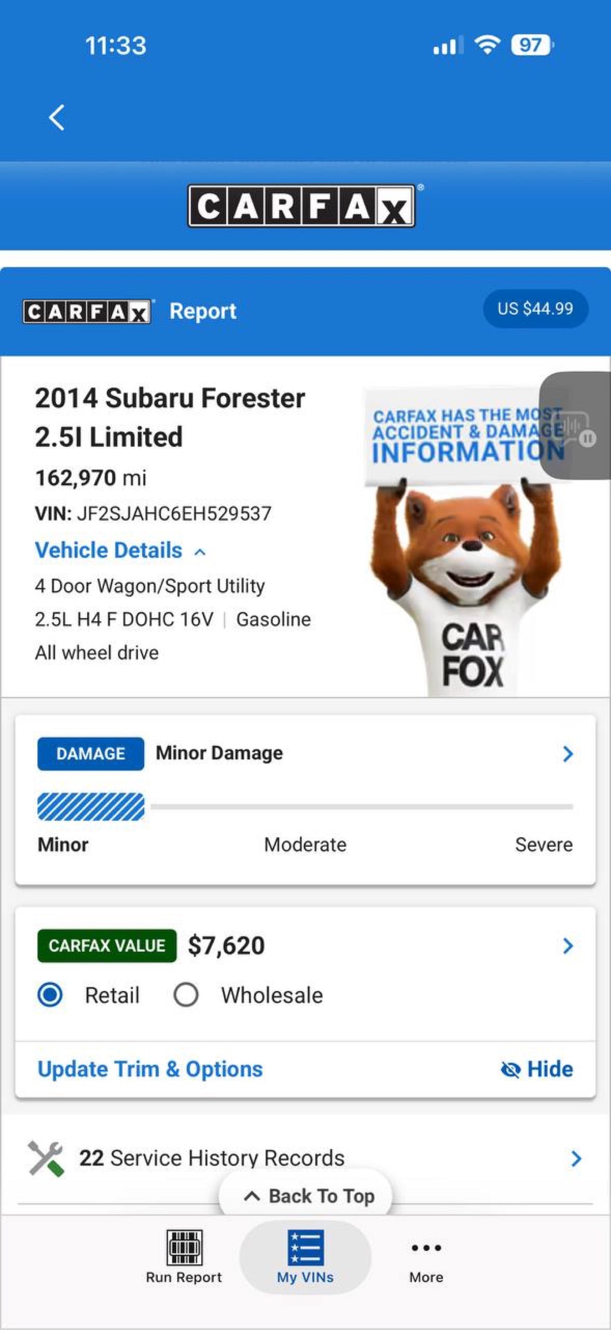 2014 Subaru Forester Carfax report